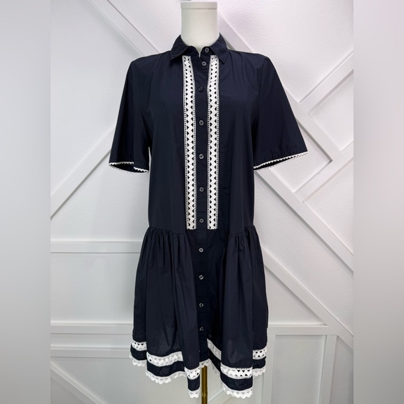 kate spade Dresses & Skirts - Kate Spade Broome Street Black Cotton Lace Trim Shirt Dress Size Small